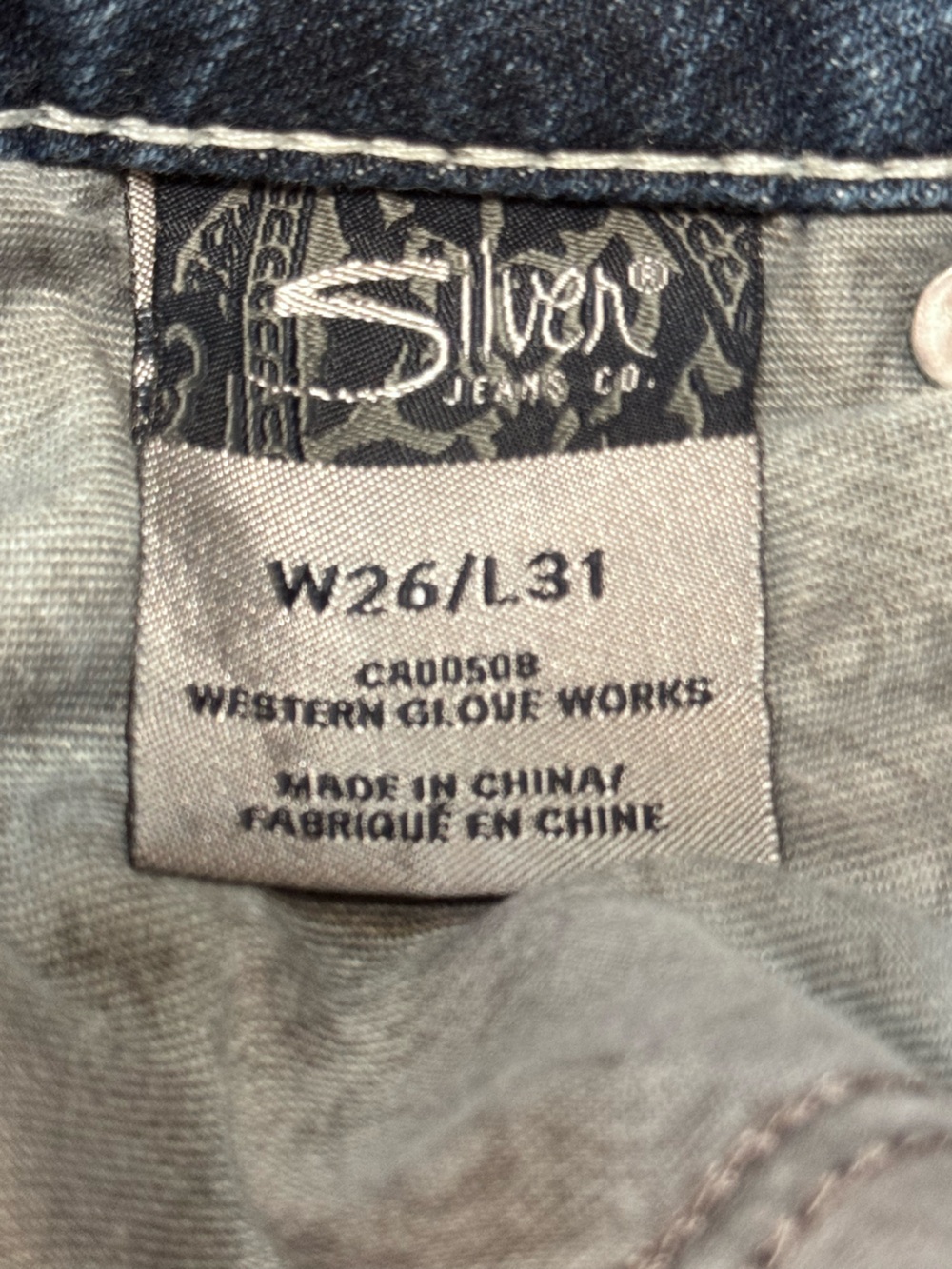 Silver Jeans BabyBoot Cut Blue Distressed Jeans with Embellished Pockets W26/L31 - Picture 11 of 12